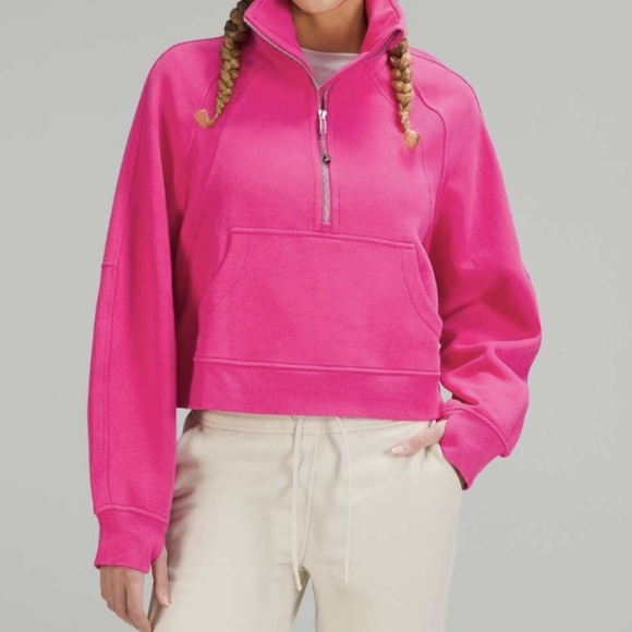 lululemon athletica Tops - Lululemon Scuba Oversized Funnel Neck Half Zip in Sonic Pink